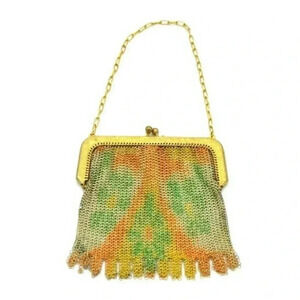 WHITING DAVIS Painted Metal Mesh Floral Coin Small